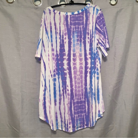🔲LULAROE Blue Purple & Lavender Print Dress "IRIS" size Large - Picture 3 of 7